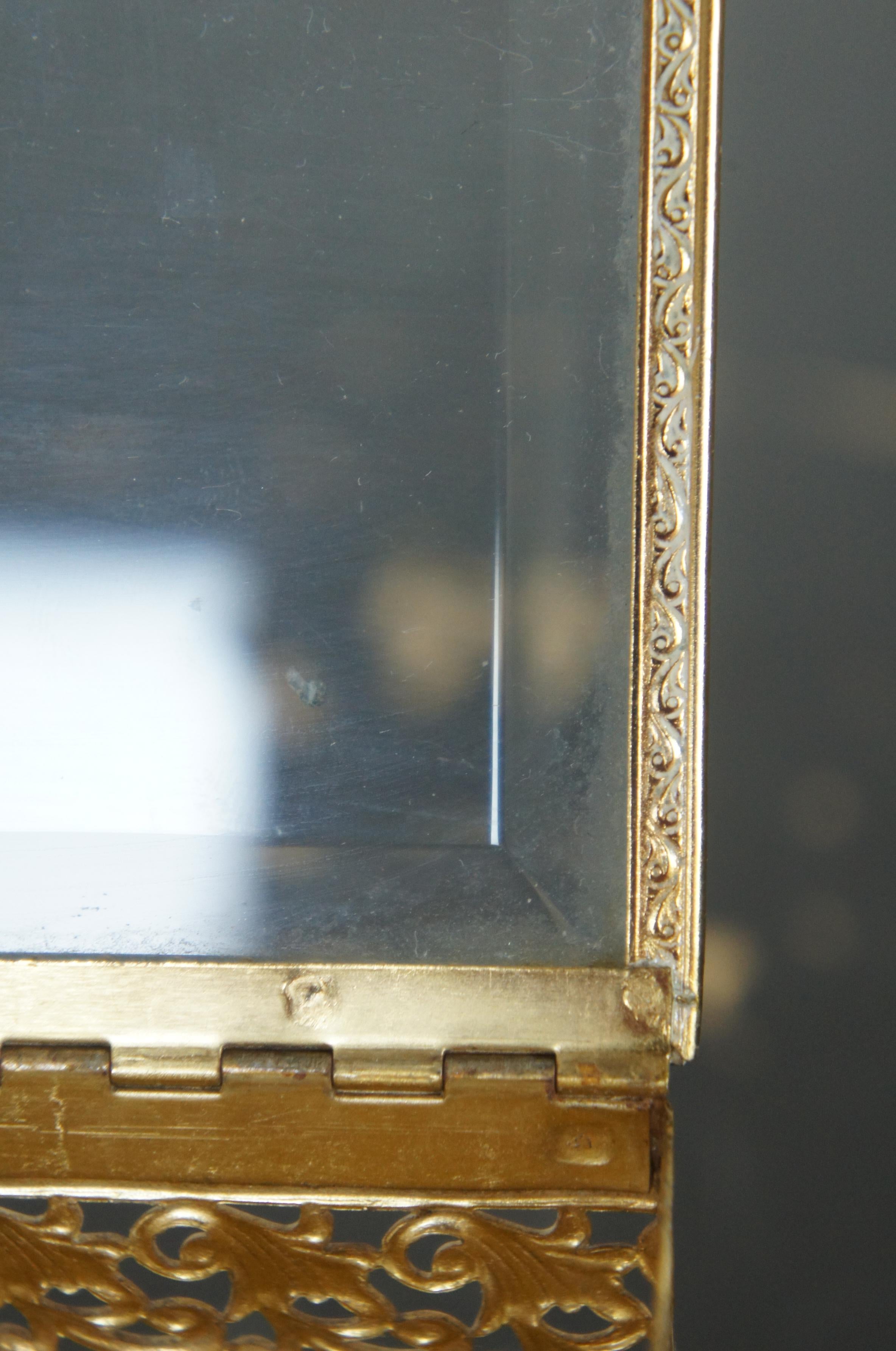 French Regency Brass Filigree Jewelry Casket Trinket Box with Beveled Glass 4