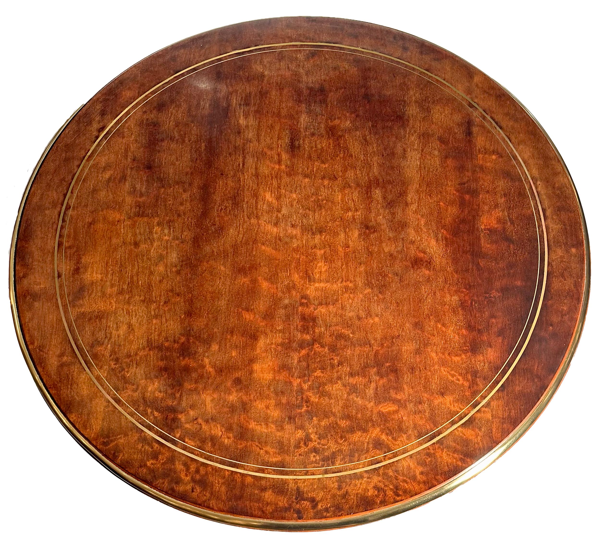 Antique French Regency Brass Mounted Mahogany Round Table, Circa 1880. In Good Condition For Sale In New Orleans, LA