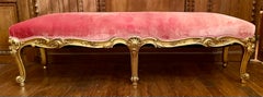 Antique French Regency Carved Wood with Gold Leaf Banquette or Bench, Circa 1880