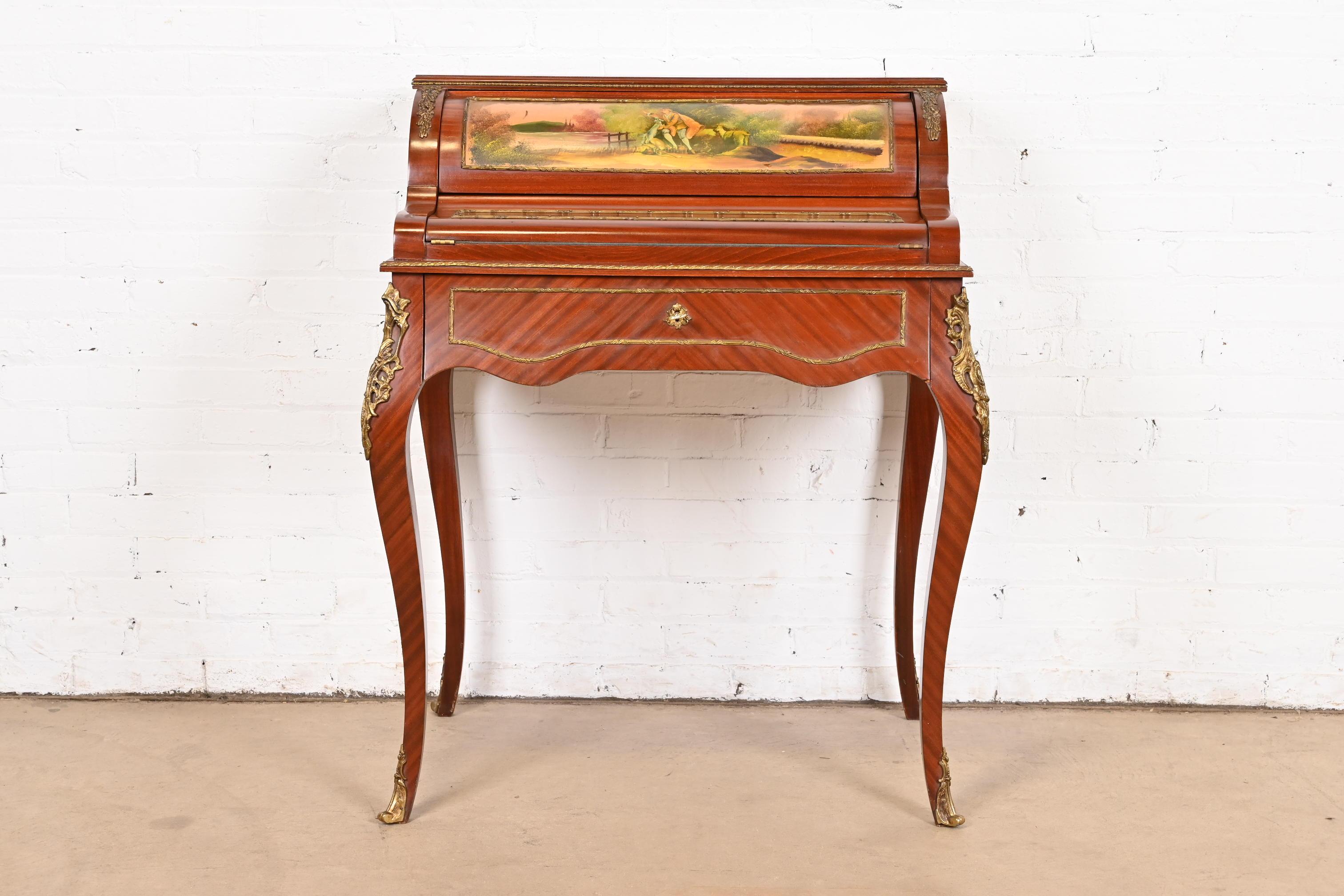 Antiker französischer Regency Louis XV Damen-Schreibtisch und vergoldeter Schreibtischstuhl im Regency-Stil im Angebot 2