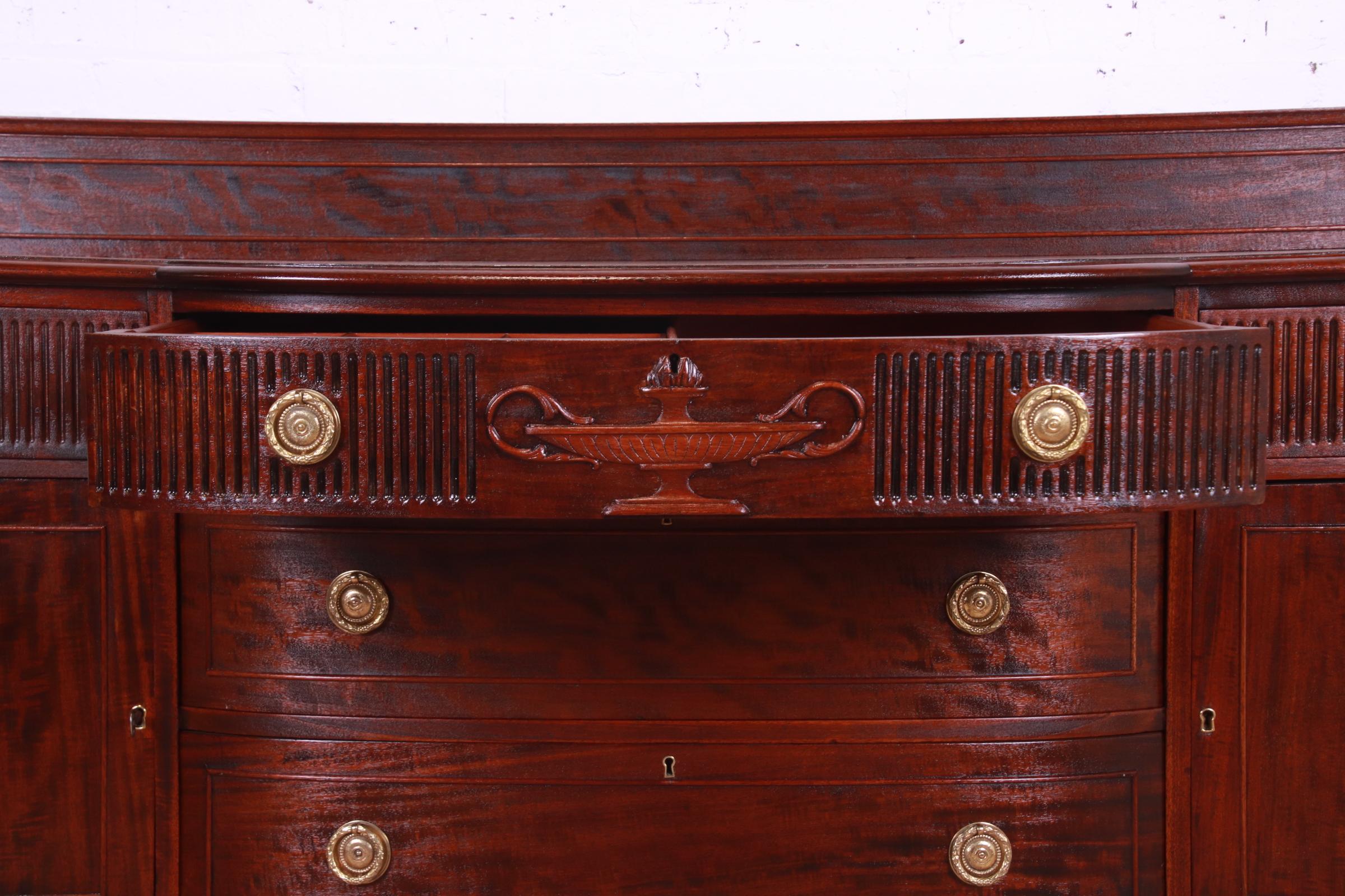 Antique French Regency Louis XVI Style Carved Mahogany Sideboard or Bar Cabinet For Sale 4