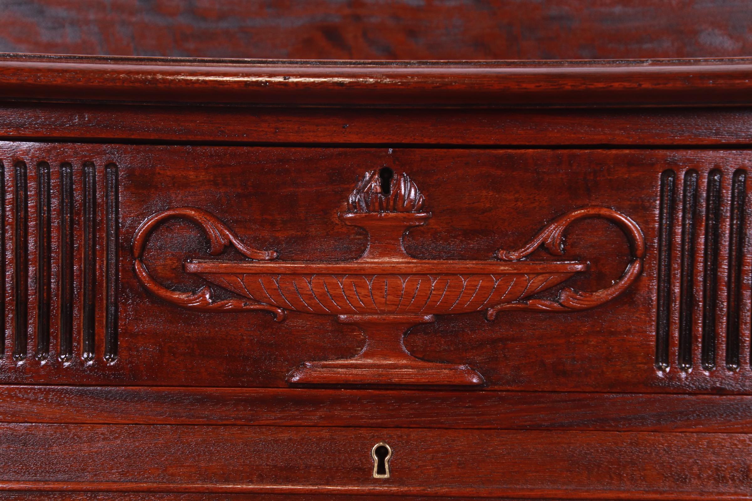 Antique French Regency Louis XVI Style Carved Mahogany Sideboard or Bar Cabinet For Sale 8