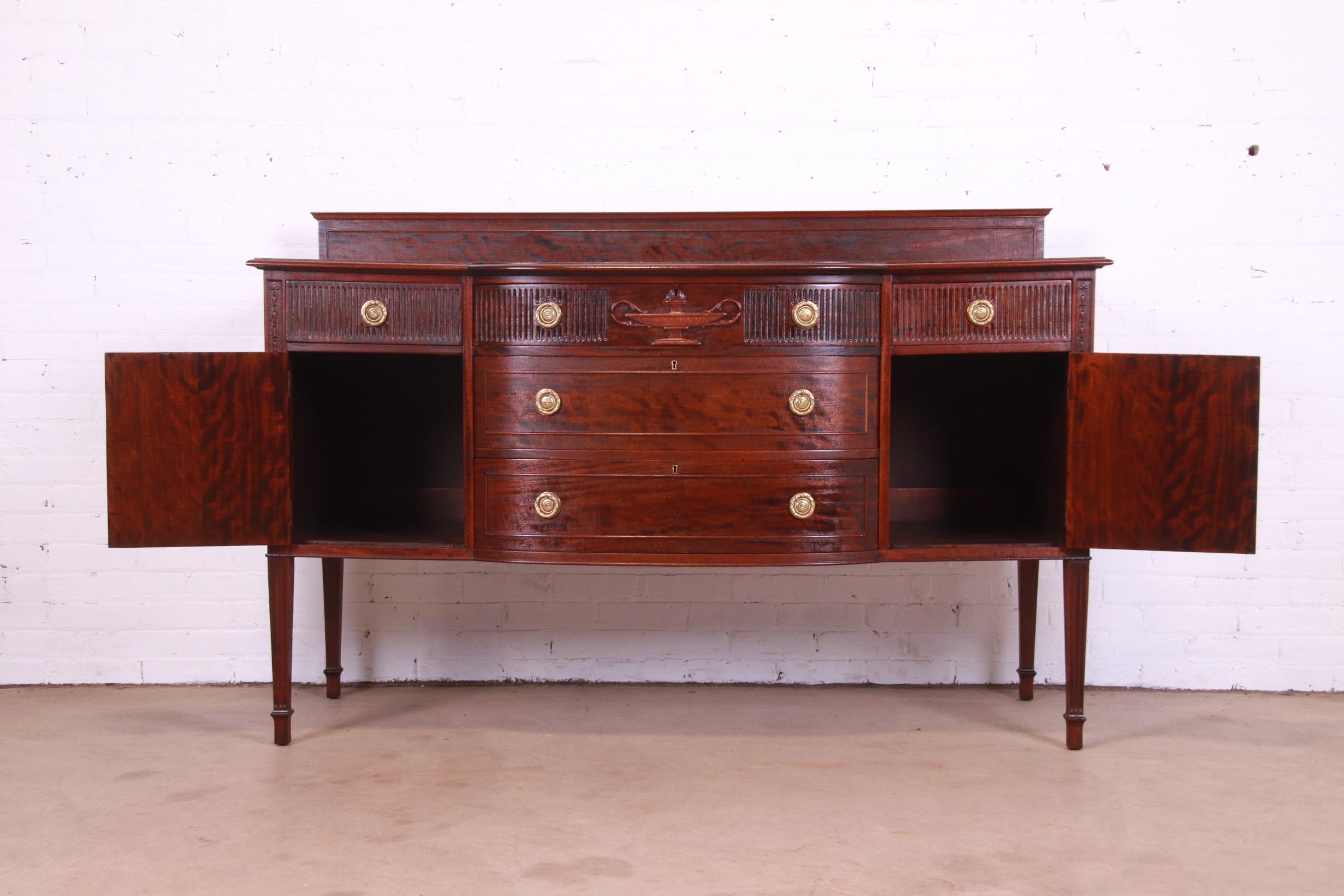 Antique French Regency Louis XVI Style Carved Mahogany Sideboard or Bar Cabinet For Sale 9