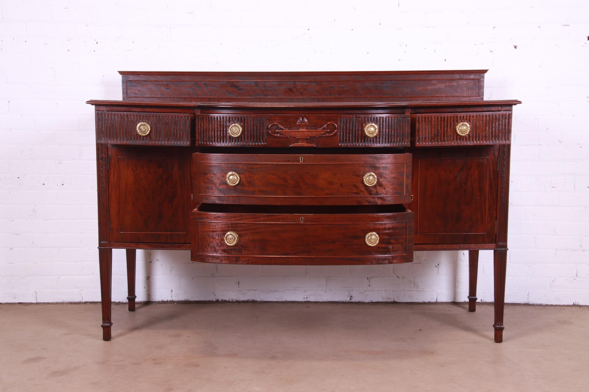 Antique French Regency Louis XVI Style Carved Mahogany Sideboard or Bar Cabinet For Sale 1