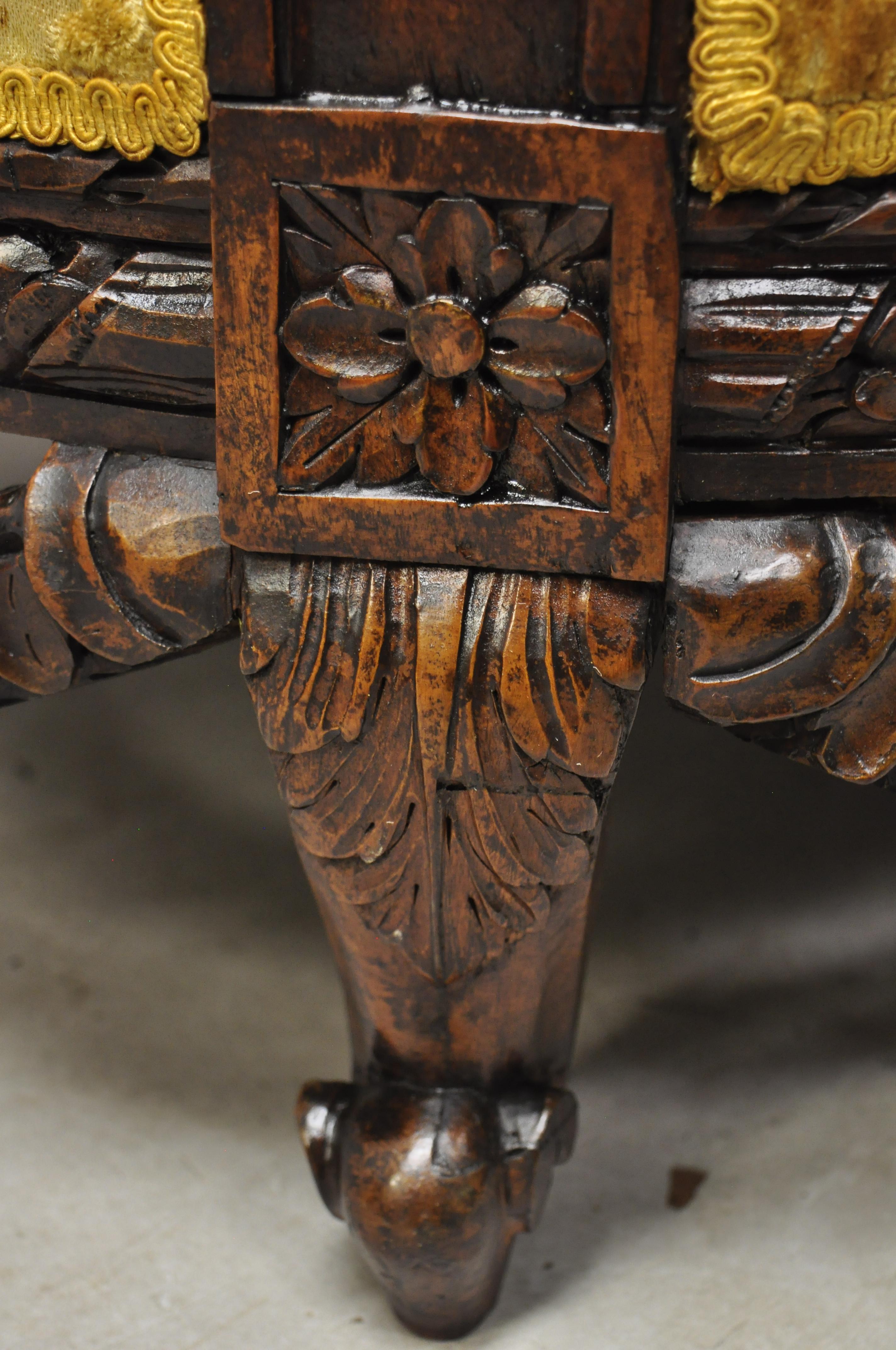 Antique French Regency Ram Head Kissing Birds Figural Mahogany Club Lounge Chair 3