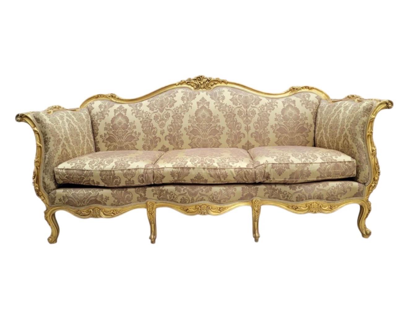 Antique French Regency Style Carved Gilded 5 Piece Parlor Set im Angebot 4