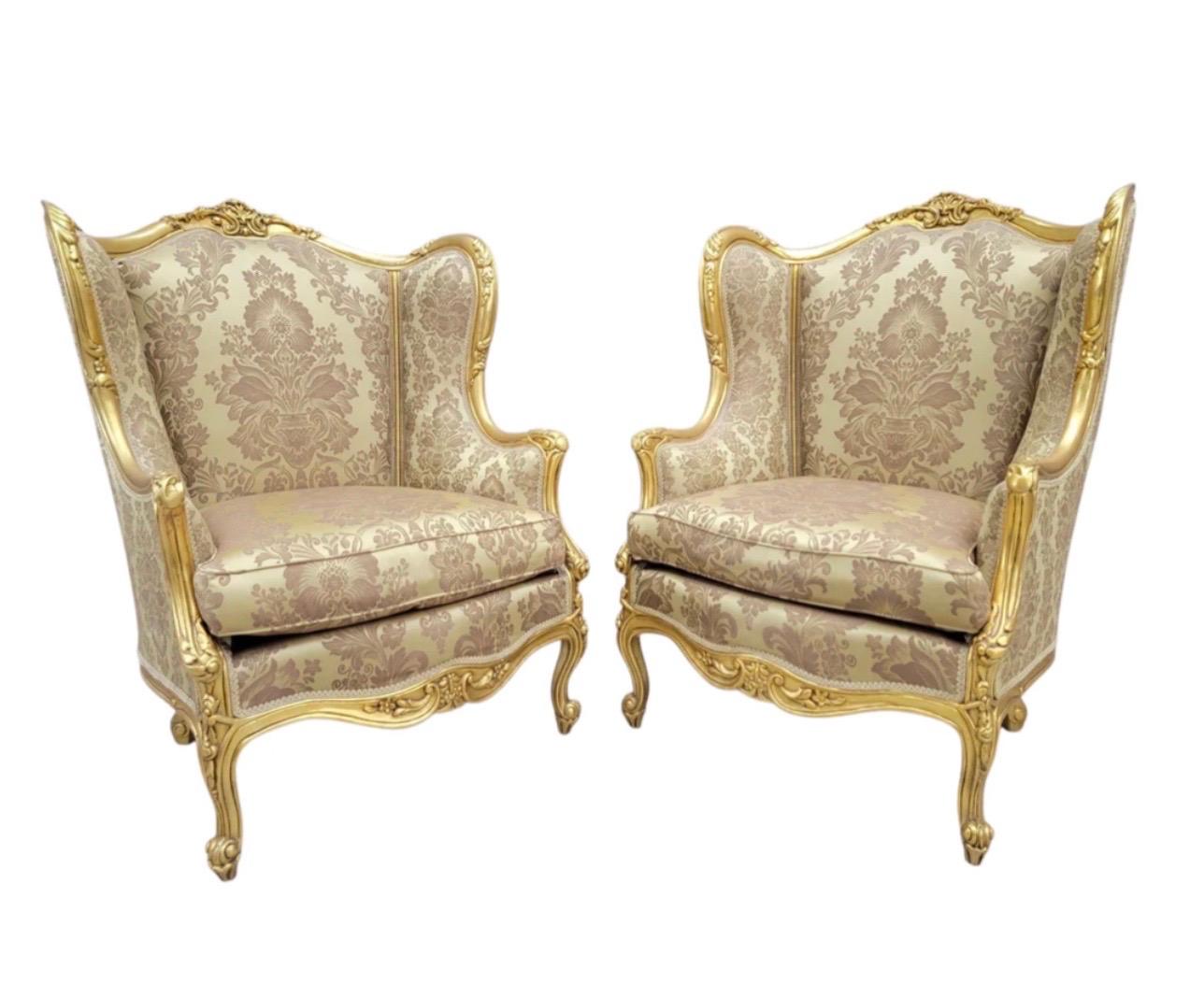 Antique French Regency Style Carved Gilded 5 Piece Parlor Set (Louis XV.) im Angebot