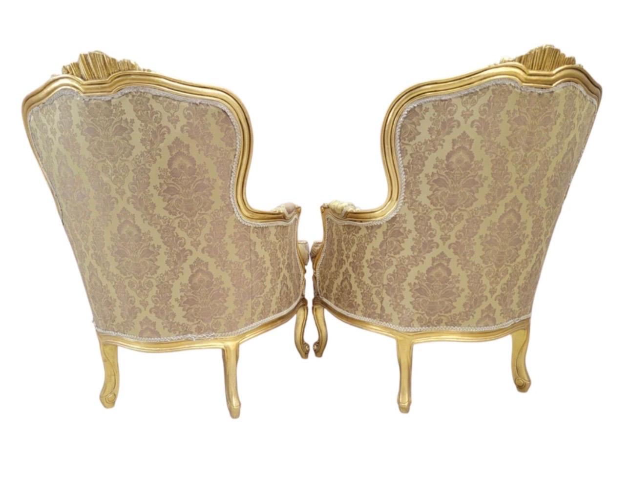 Antique French Regency Style Carved Gilded 5 Piece Parlor Set (20. Jahrhundert) im Angebot