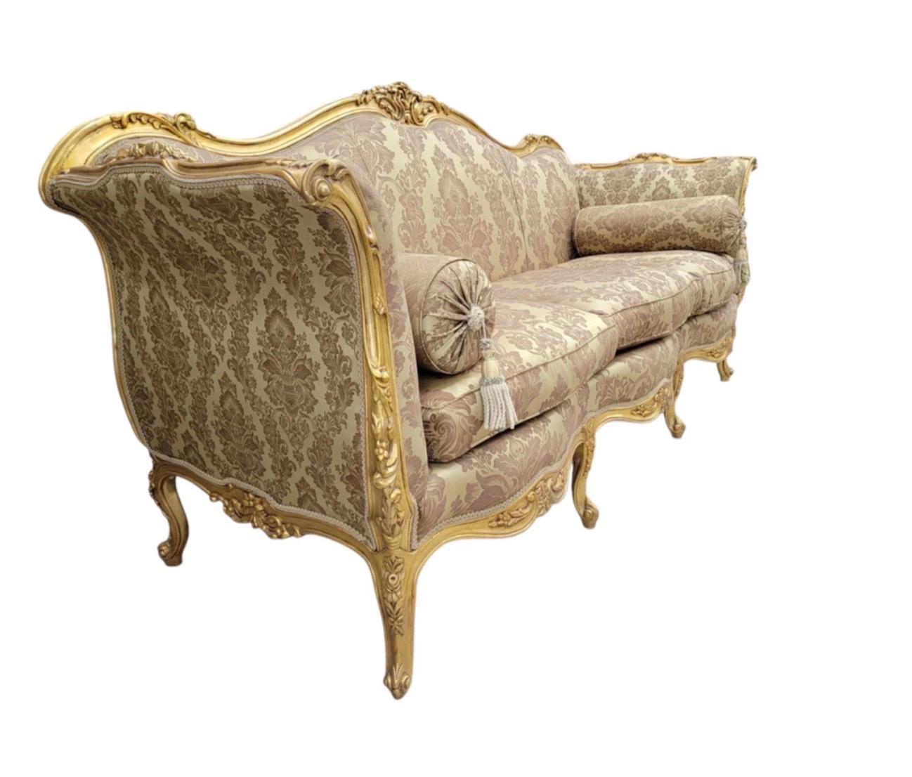 Antique French Regency Style Carved Gilded 5 Piece Parlor Set im Angebot 2