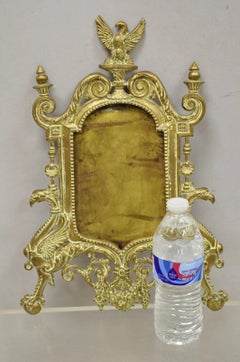 Antique French Regency Style Cast Brass Bronze Figural Eagle Photo Picture Frame