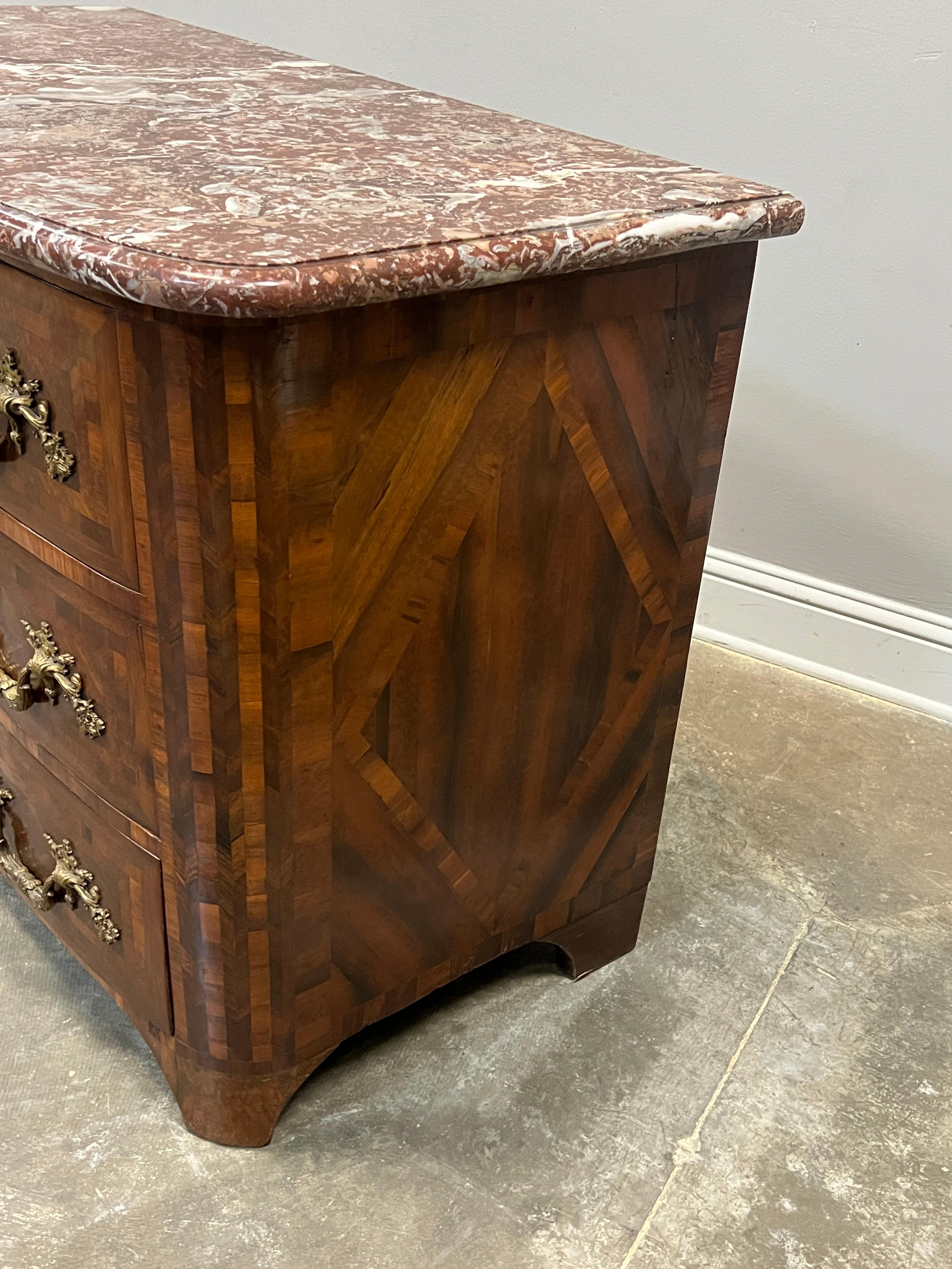 Antique French Regency Style Commode With Marble Top In Good Condition For Sale In Houston, US