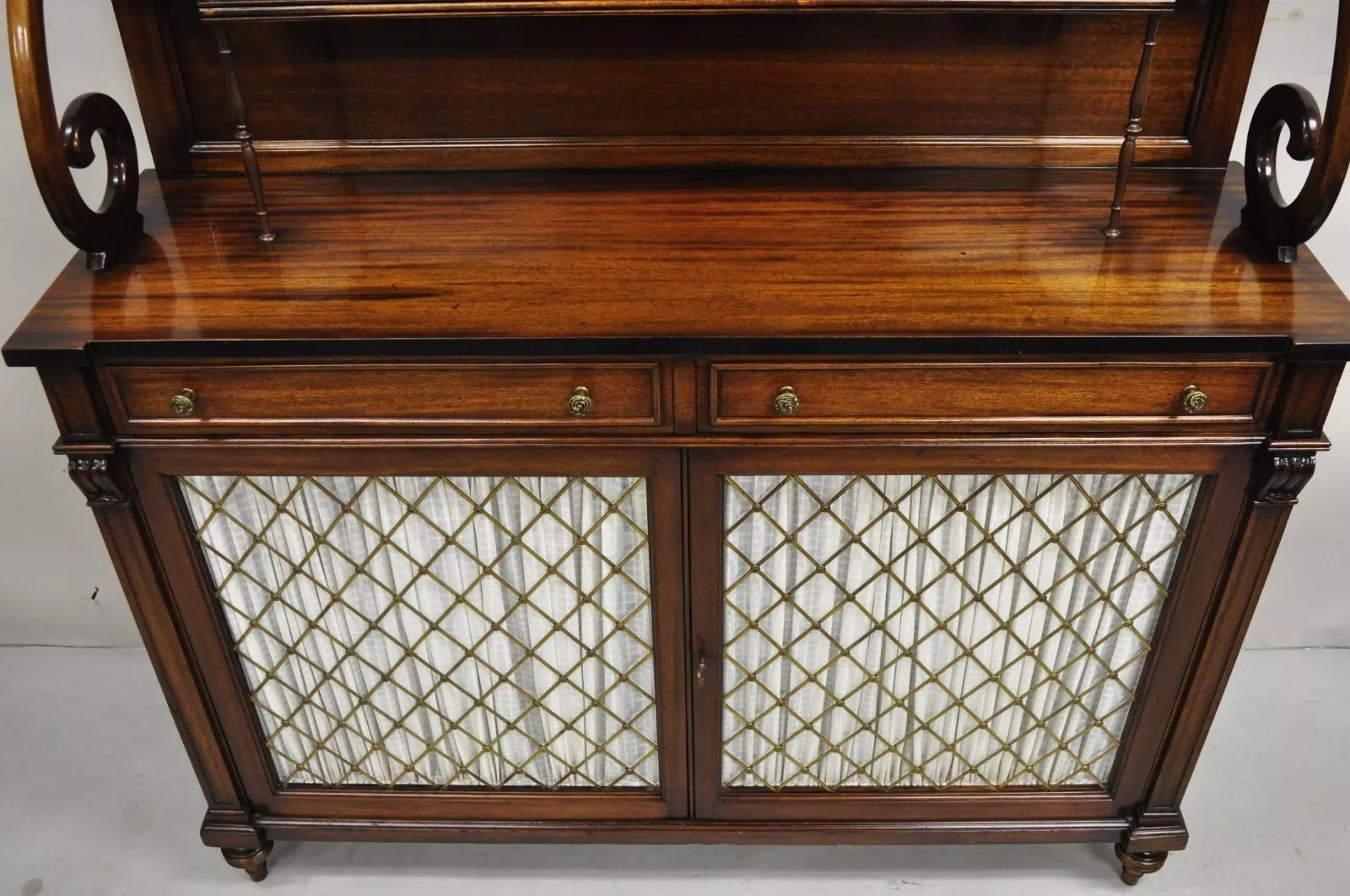 Antique French Regency Style Mahogany China Display Cabinet Buffet Sideboard In condizioni buone in vendita a Philadelphia, PA
