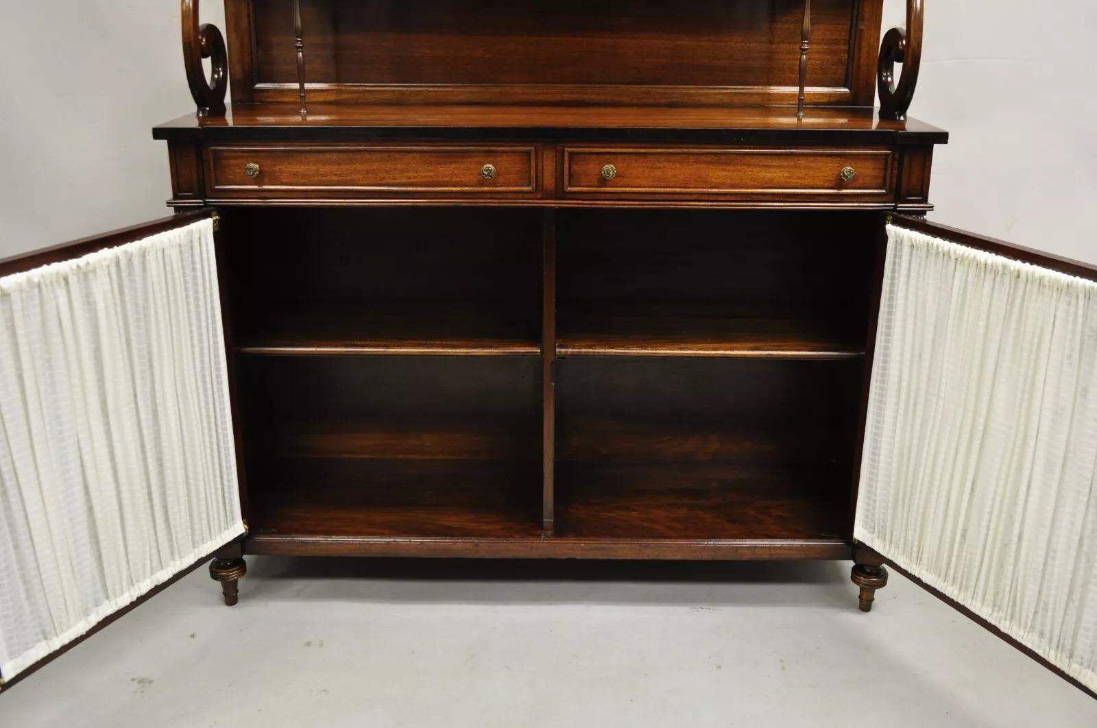 Mogano Antique French Regency Style Mahogany China Display Cabinet Buffet Sideboard in vendita