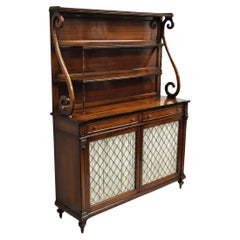 Antique French Regency Style Mahogany China Display Cabinet Buffet Sideboard