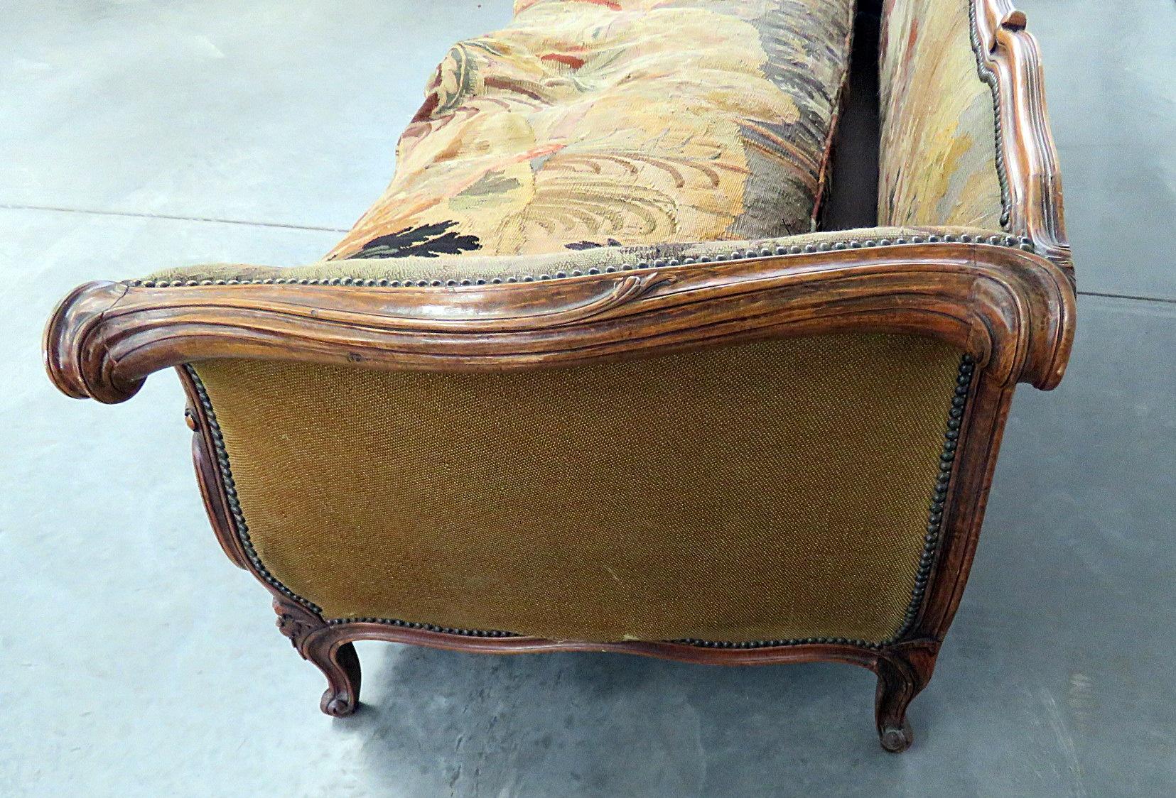 Antique French Regency Style Needlepoint Sofa 6