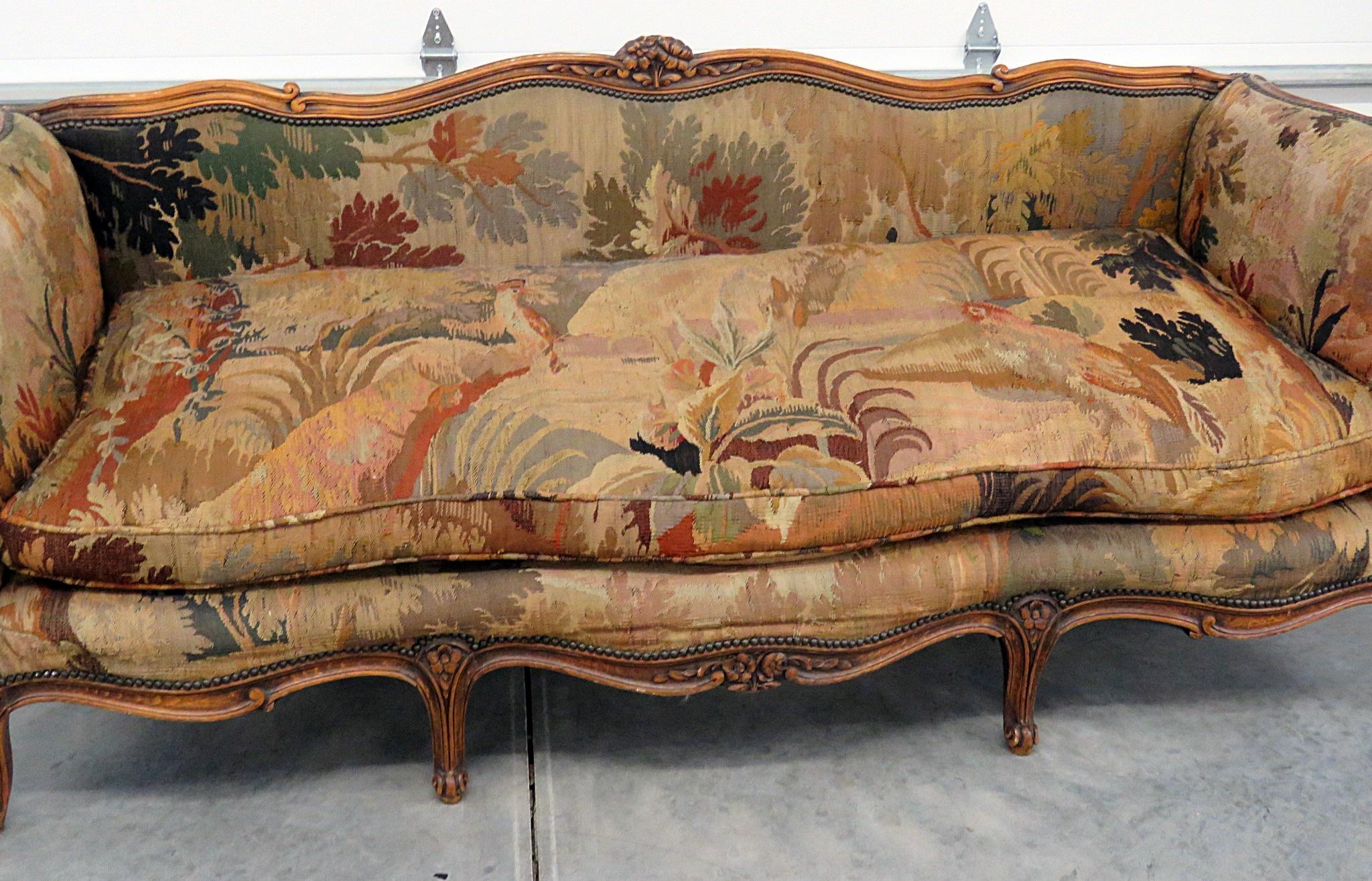 Antique French Regency Style Needlepoint Sofa In Good Condition In Swedesboro, NJ