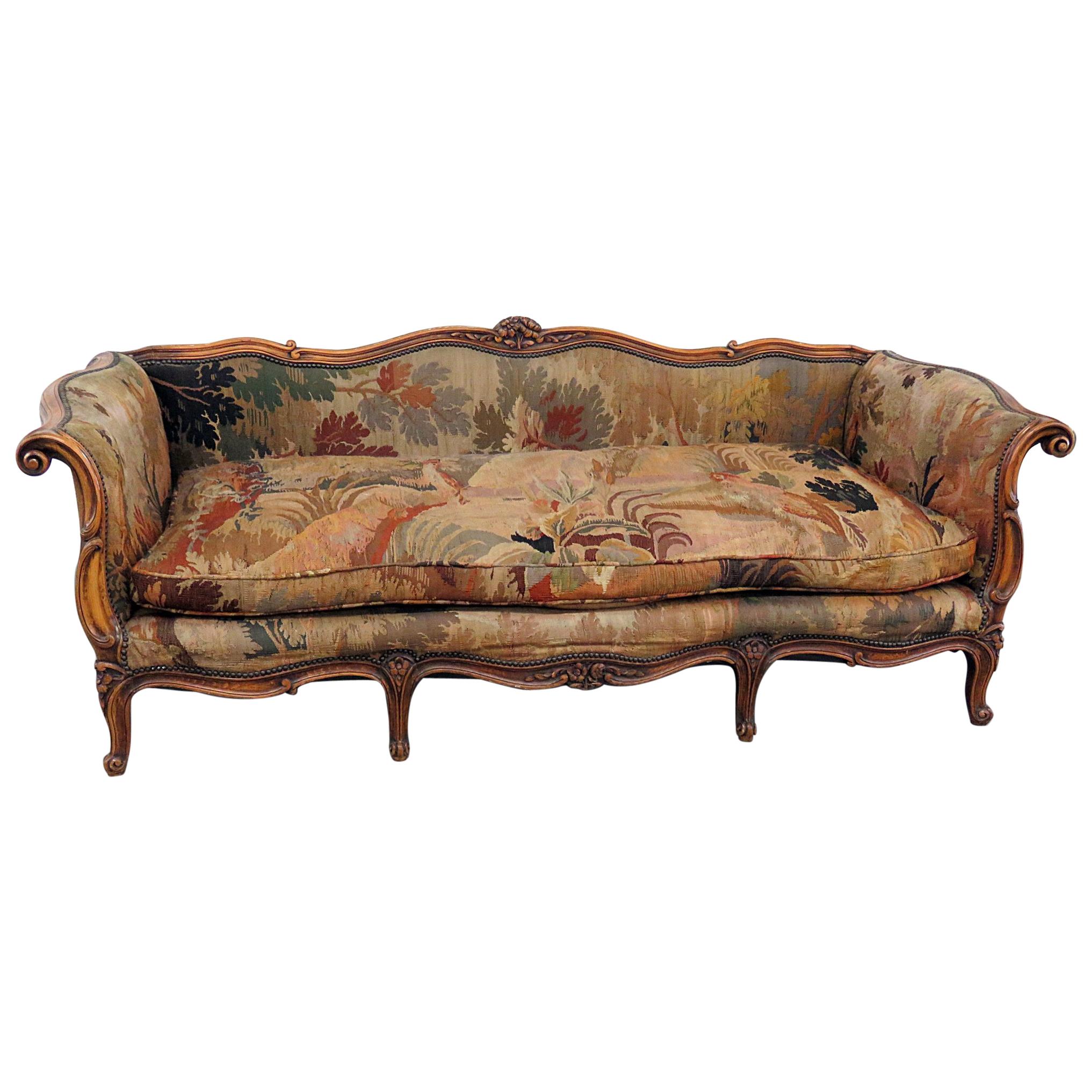 Antique French Regency Style Needlepoint Sofa