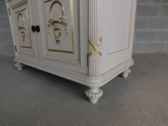 Antique French Regency Style Original Paint Decorated Gilt Accented Tall Chest