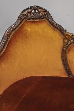 Antique French Regency Victorian Swan & Kissing Bird Carved Frame Mahogany Sofa