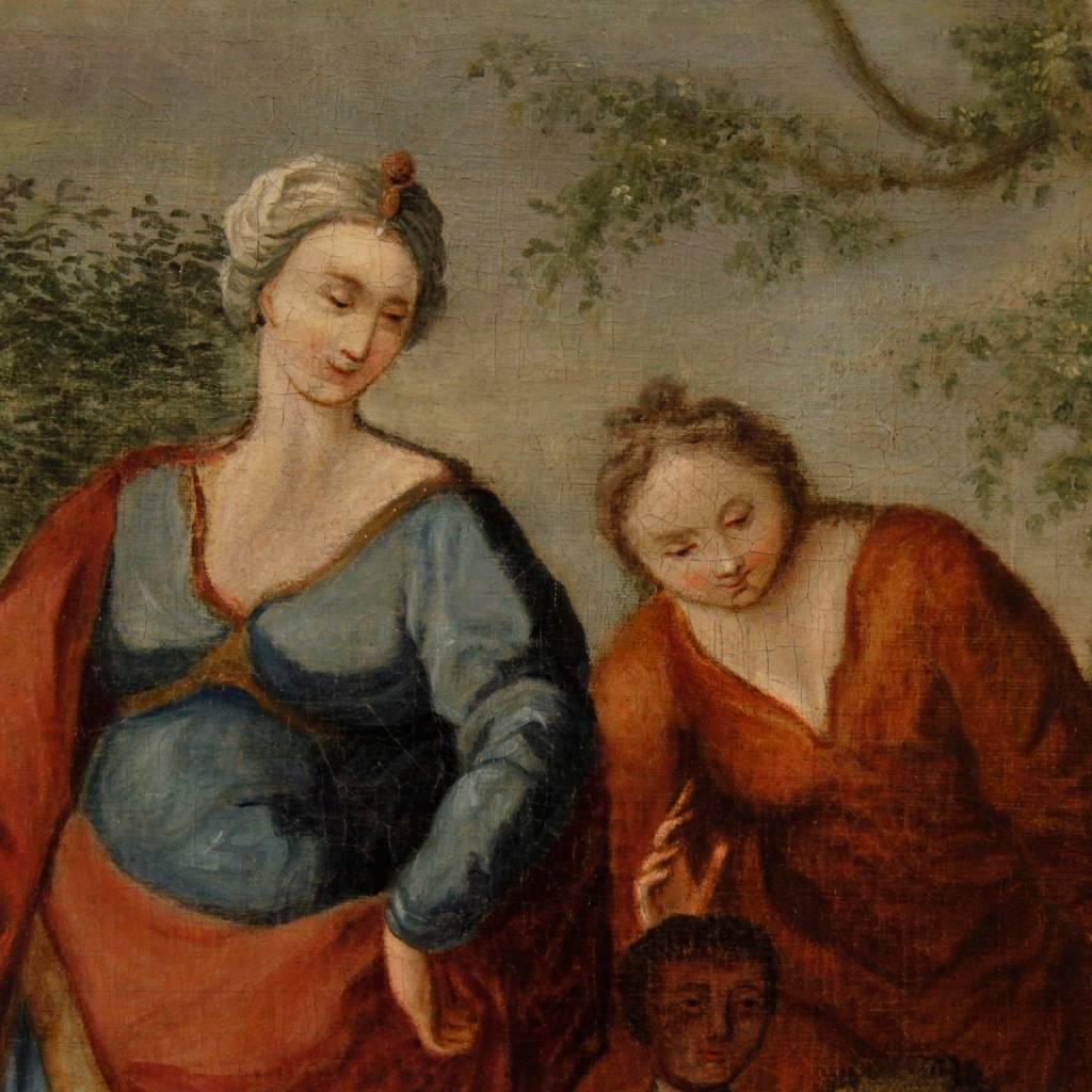 Antique French Religious Painting Biblical Scene Oil on Canvas from 18th Century In Good Condition In Vicoforte, Piedmont