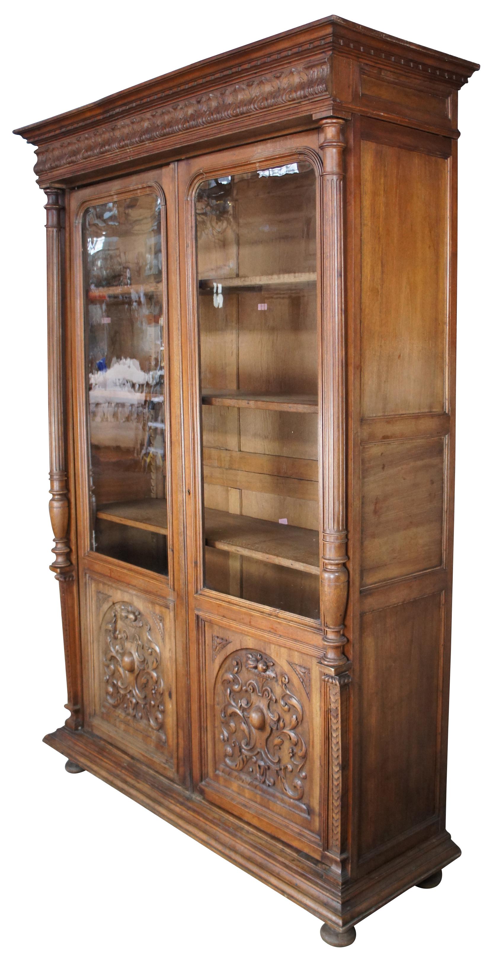 antique linen cabinet with glass doors