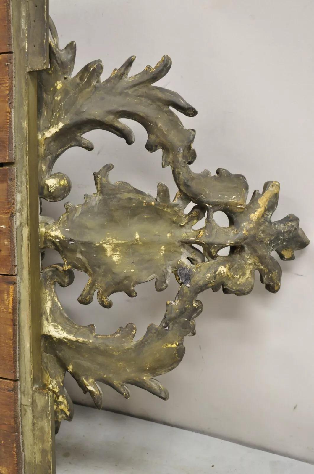 Antique French Renaissance Baroque Carved Giltwood Gesso Wall Mirror with Face For Sale 5
