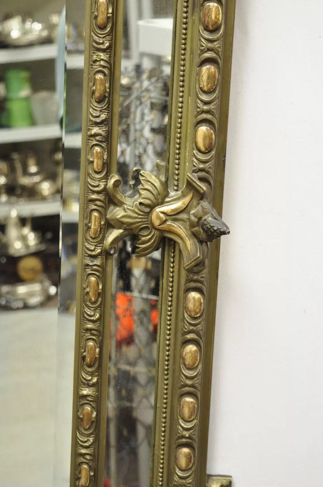 Antique French Renaissance Baroque Carved Giltwood Gesso Wall Mirror with Face For Sale 3