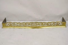 Antique French Renaissance Brass Figural Floral 67" Fireplace Surround Fender