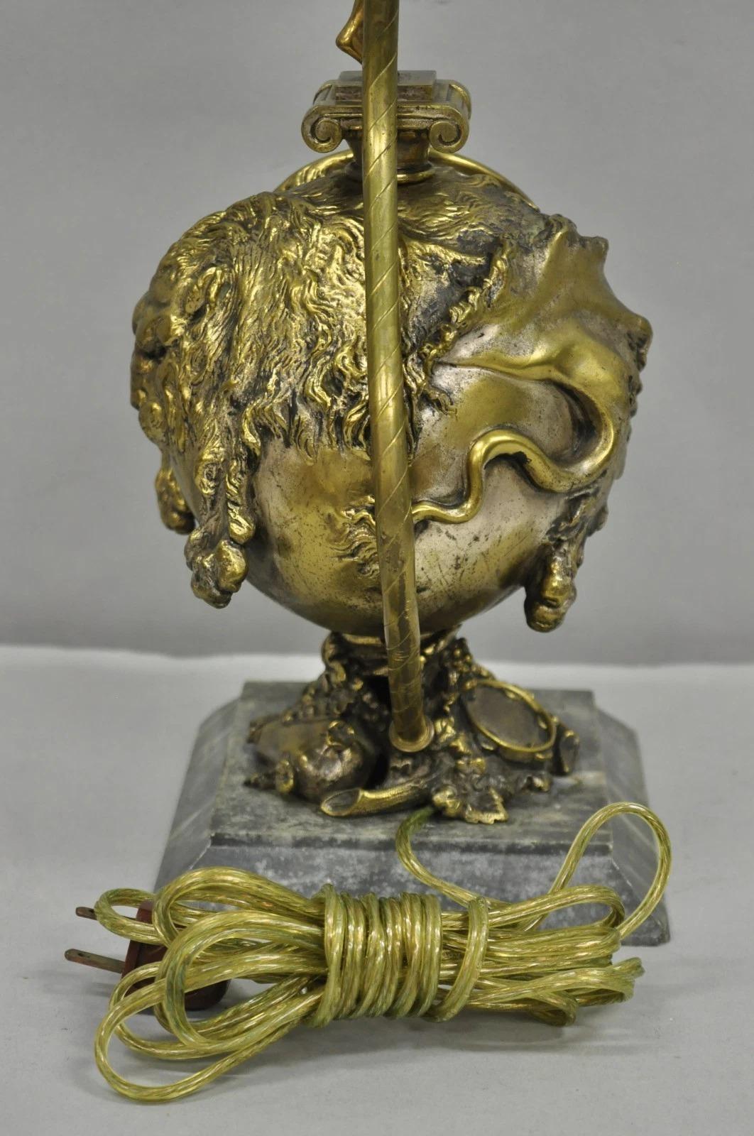 Antique French Renaissance Bronze Figural Game Hunting Lion Desk Table Lamp For Sale 5