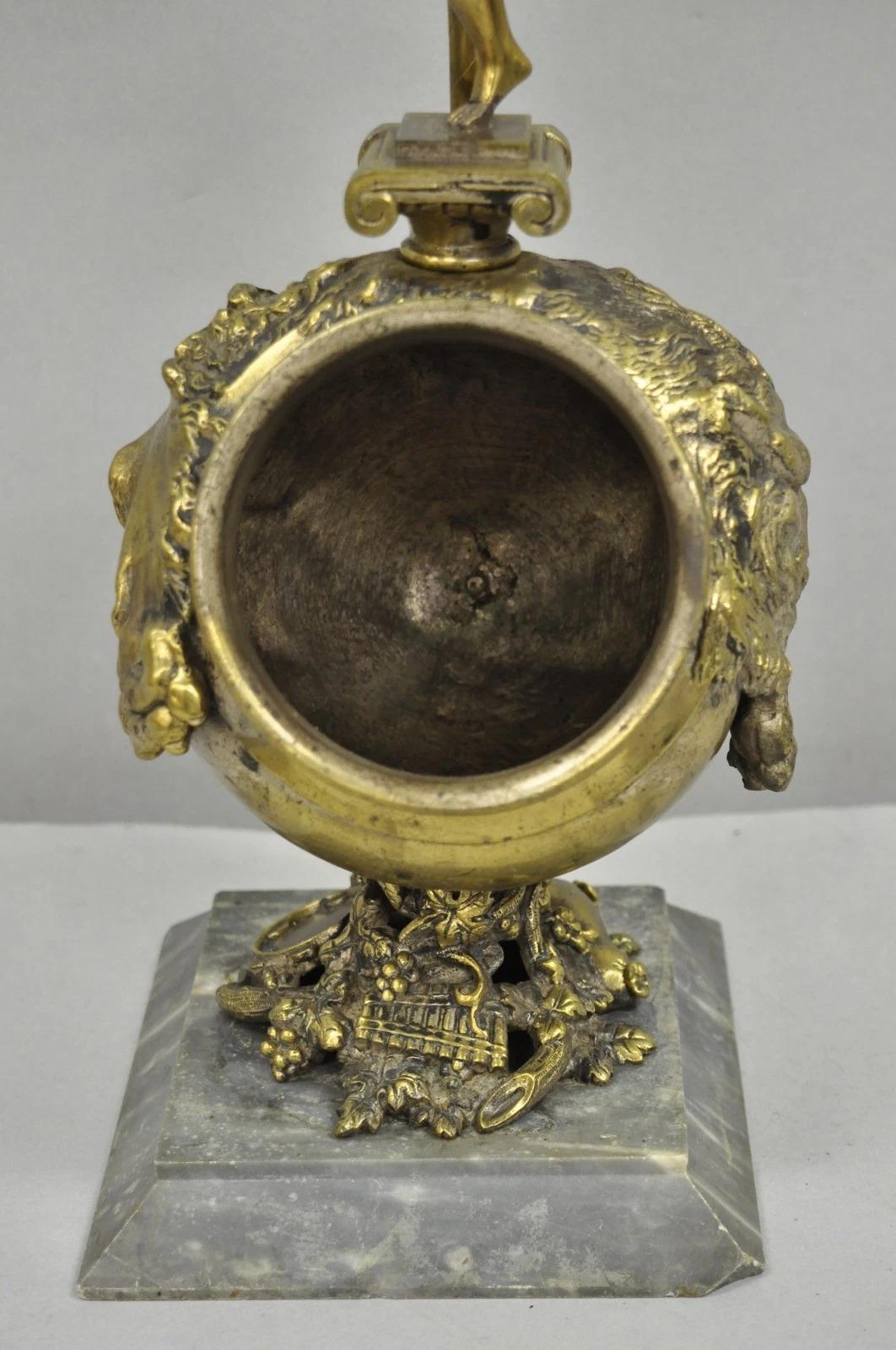 Antique French Renaissance Bronze Figural Game Hunting Lion Desk Table Lamp For Sale 2