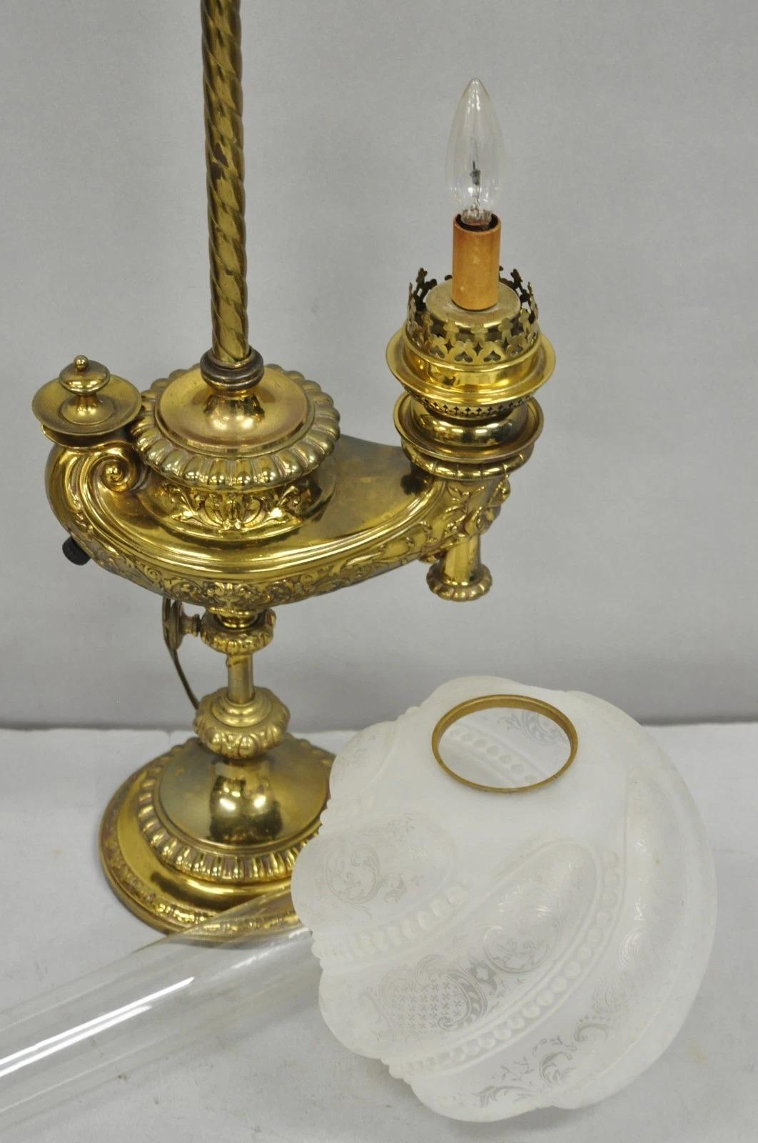Antique French Renaissance Bronze Gone With The Wind Genie Lantern Student Lamp For Sale 5