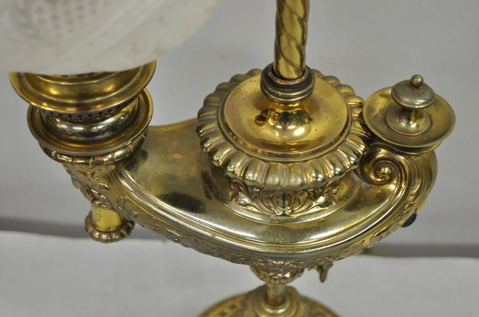Antique French Renaissance Bronze Gone With The Wind Genie Lantern Student Lamp For Sale 6