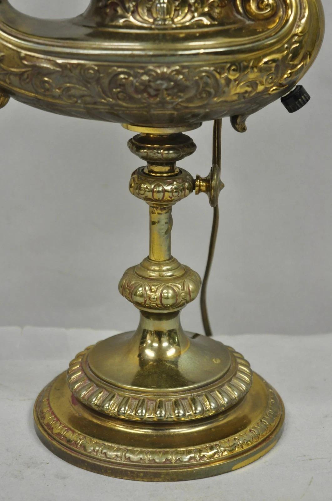 Antique French Renaissance Bronze Gone With The Wind Genie Lantern Student Lamp For Sale 9