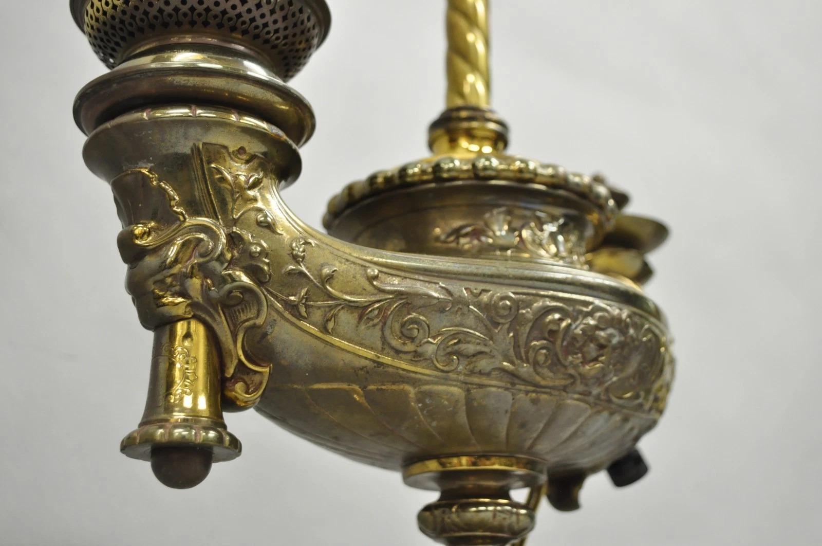 Antique French Renaissance Bronze Gone With The Wind Genie Lantern Student Lamp For Sale 11