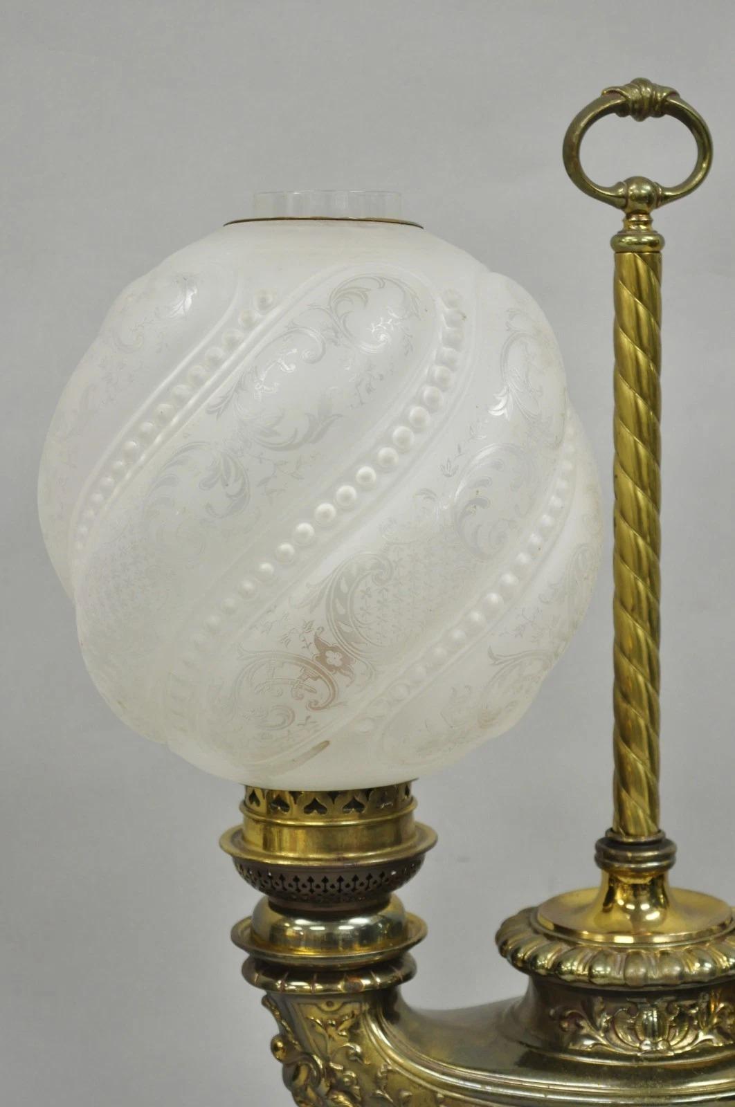 Antique French Renaissance Bronze Gone With The Wind Genie Lantern Student Lamp For Sale 1