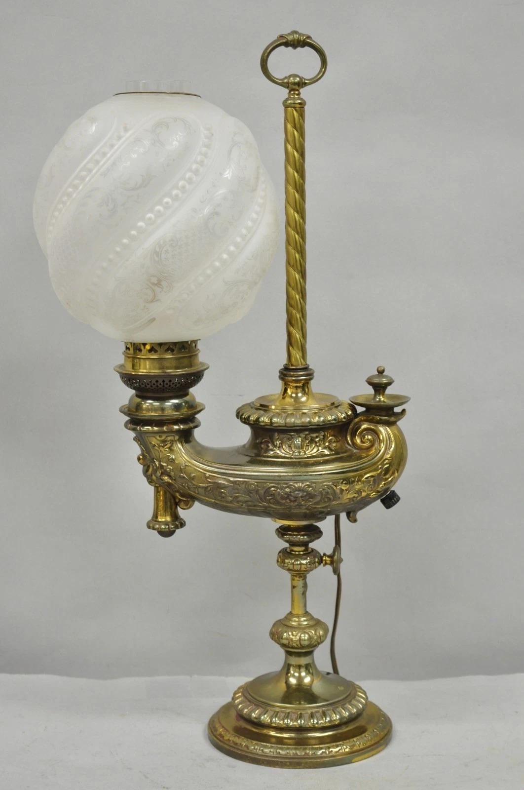 Antique French Renaissance Bronze Gone With The Wind Genie Lantern Student Lamp For Sale 2
