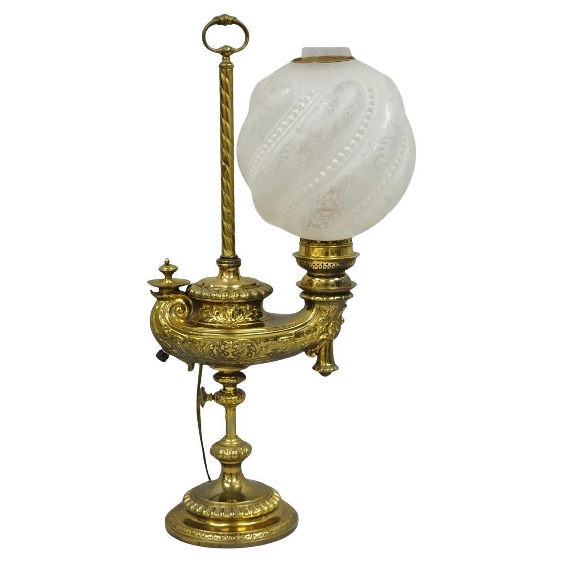 Antique French Renaissance Bronze Gone With The Wind Genie Lantern Student Lamp For Sale