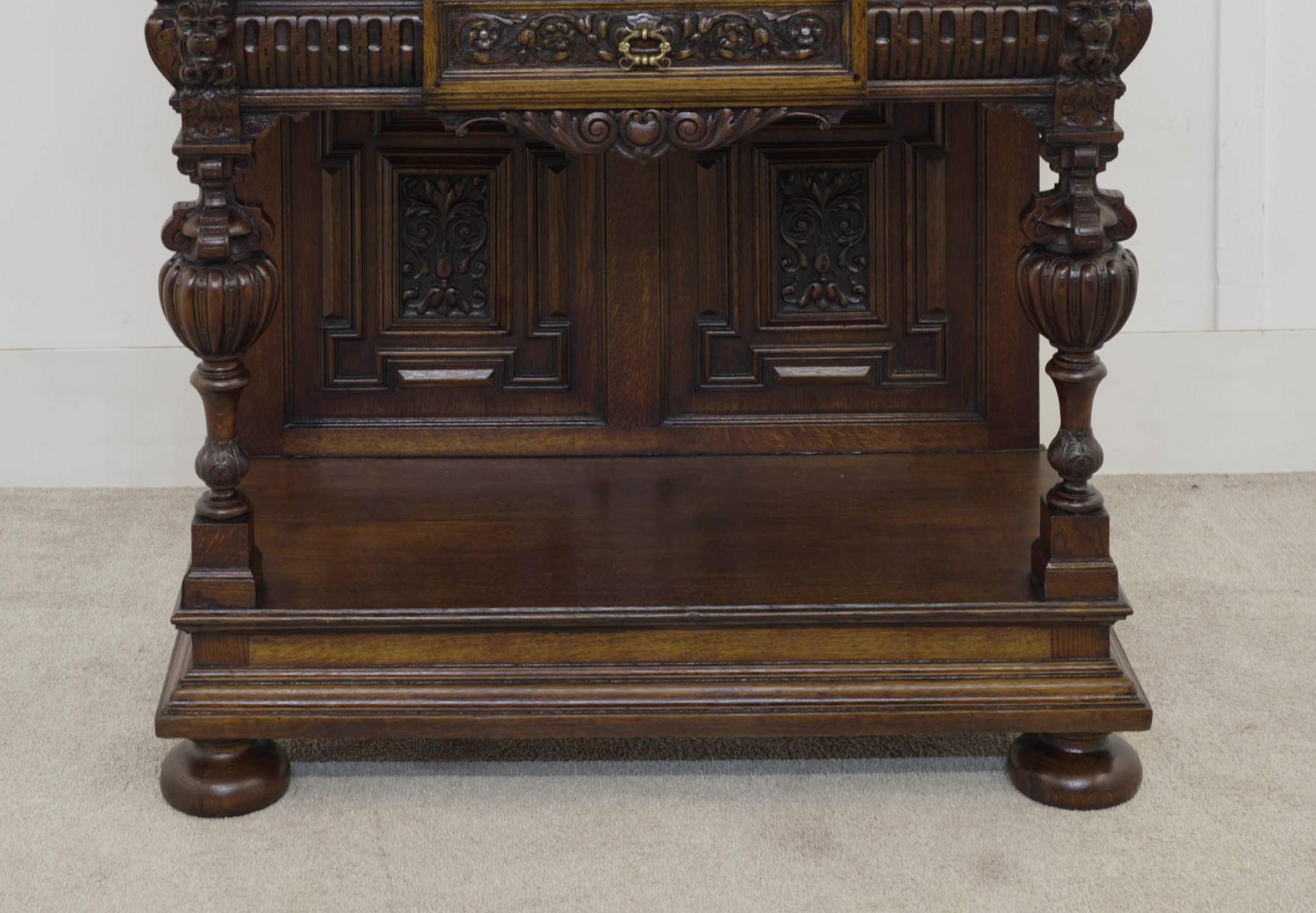 Late 19th Century Antique French Renaissance Cabinet Buffet Carved Server 1880 For Sale