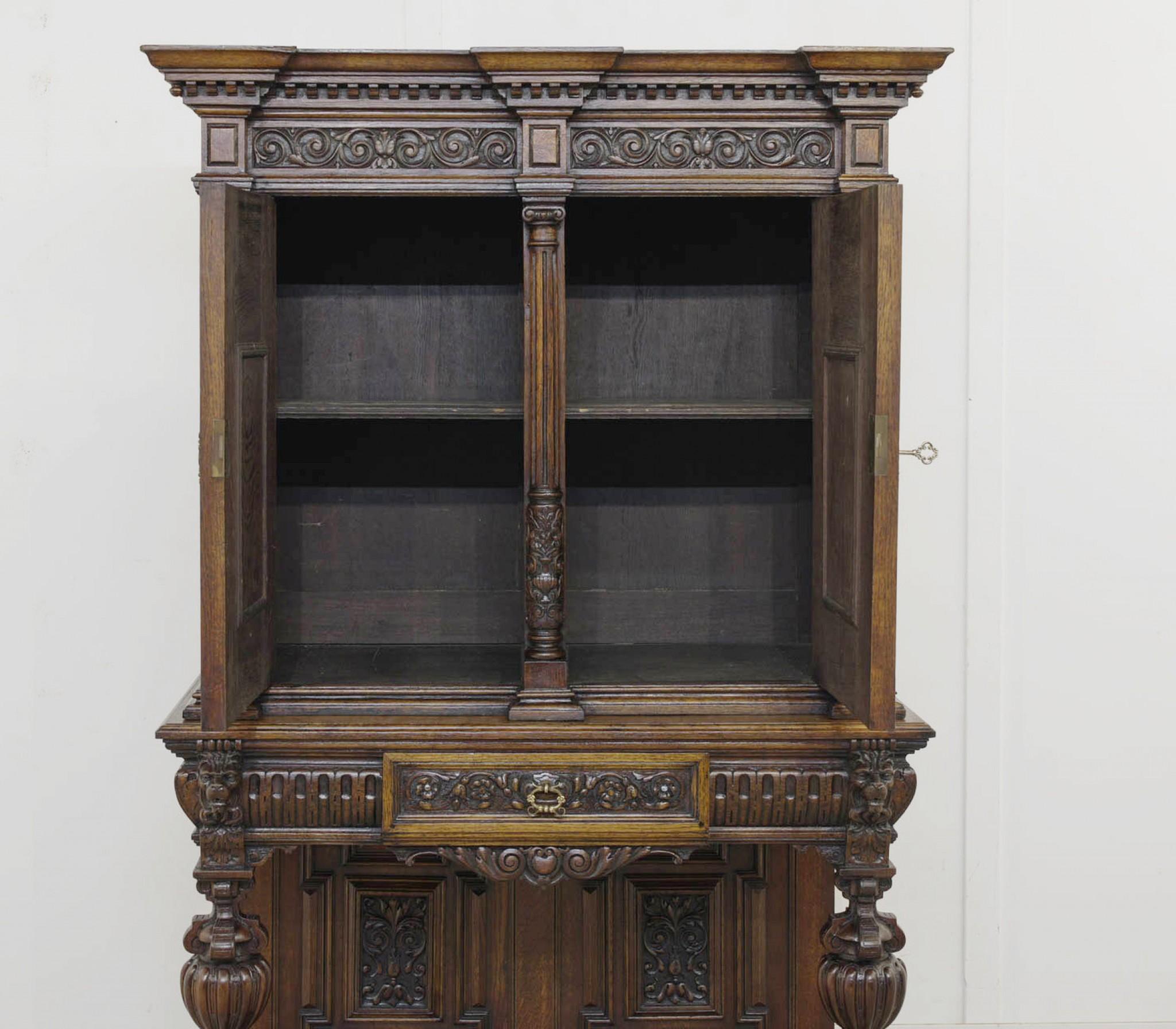 Antique French Renaissance Cabinet Buffet Carved Server 1880 For Sale 3