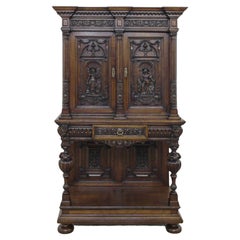 Antique French Renaissance Cabinet Buffet Servidor Tallado 1880