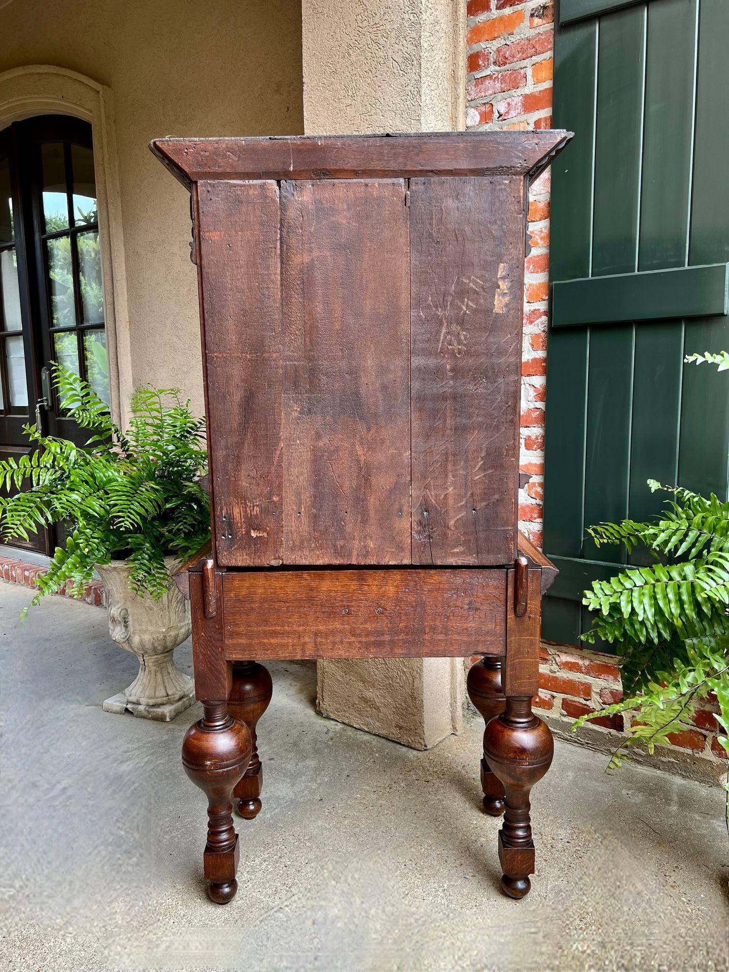 Antique French Renaissance Cabinet Server Carved Oak Bookcase Sideboard c1880 7