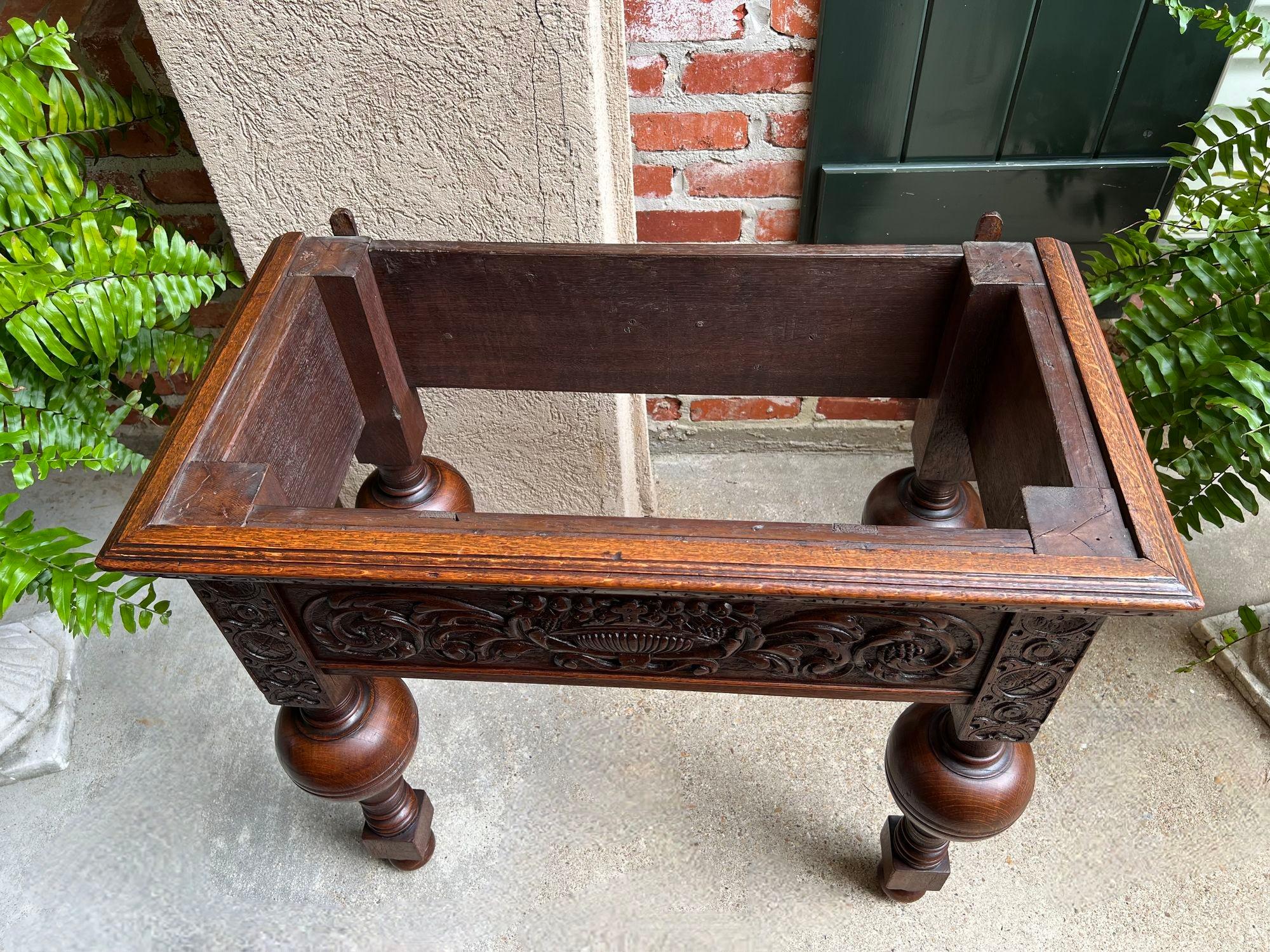 Antique French Renaissance Cabinet Server Carved Oak Bookcase Sideboard c1880 15