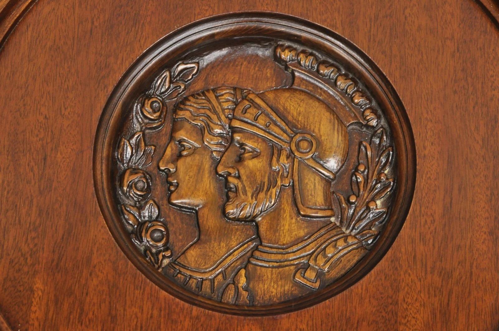 Antique French Renaissance Carved Female Dancer Walnut Display Tray Coffee Table For Sale 2