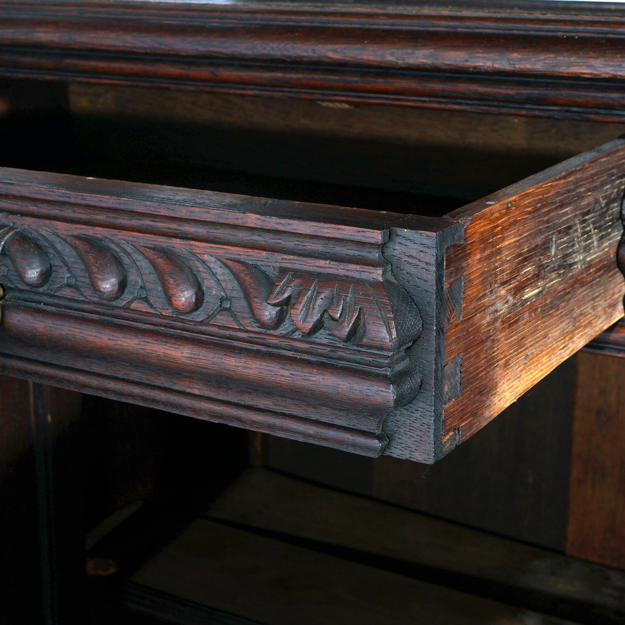 Antique French Renaissance Carved Oak Court Cupboard with Foliate Elements C1900 5