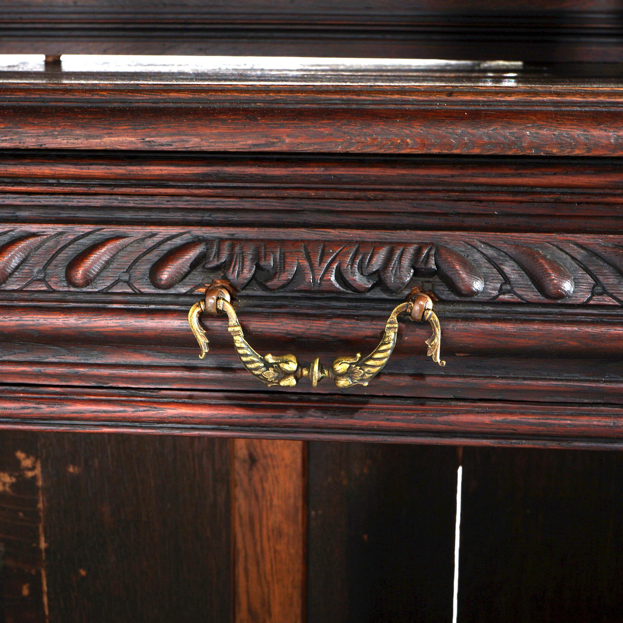 Antique French Renaissance Carved Oak Court Cupboard with Foliate Elements C1900 6