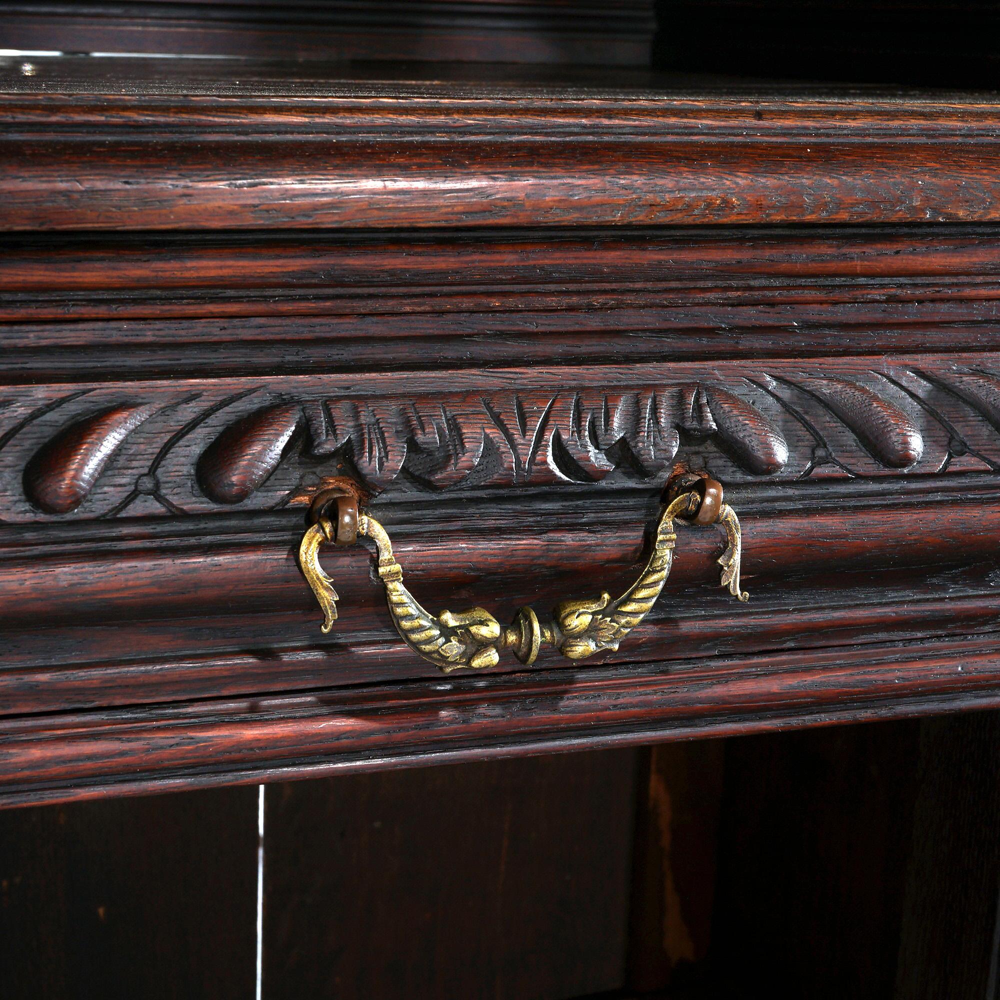 Antique French Renaissance Carved Oak Court Cupboard with Foliate Elements C1900 7