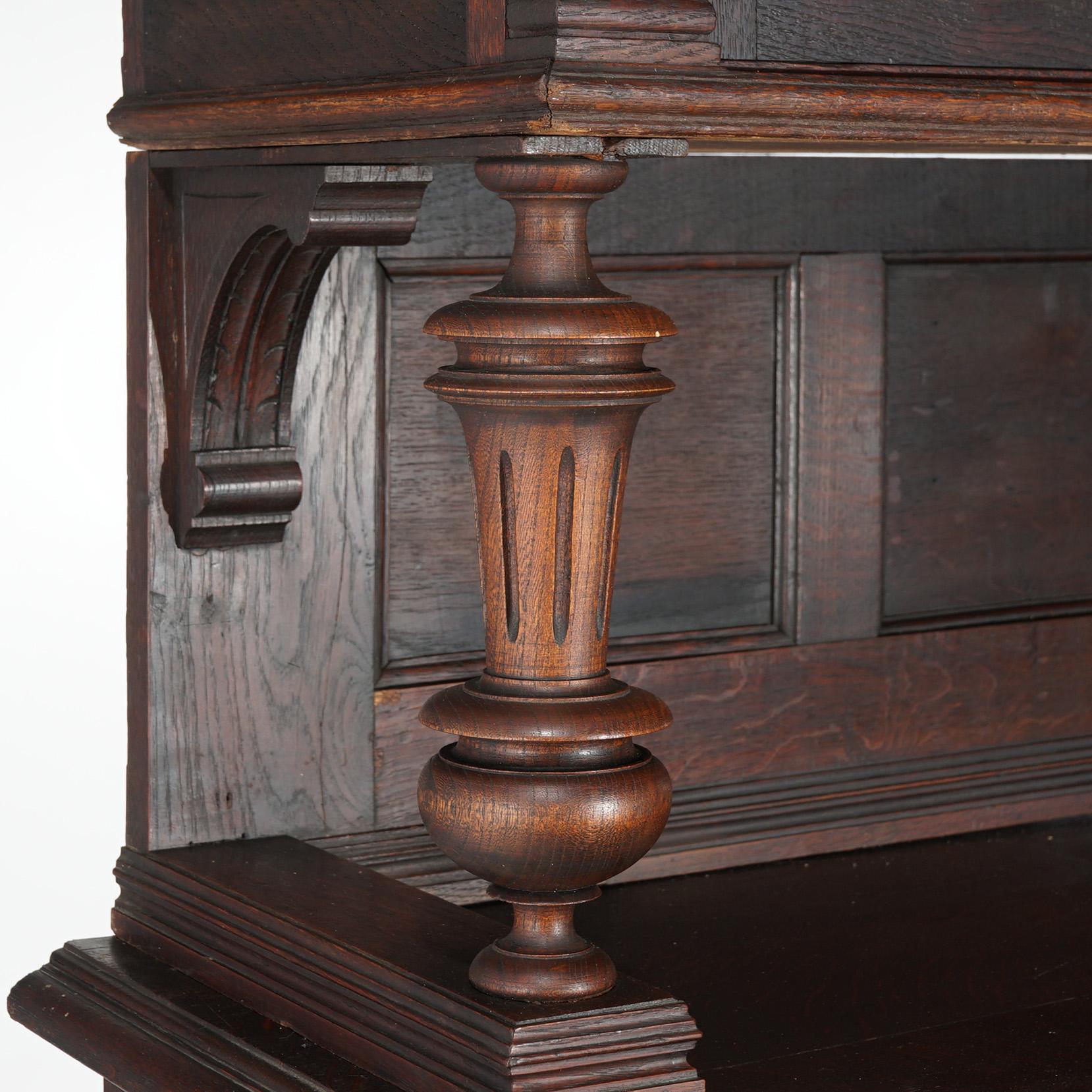 Antique French Renaissance Carved Oak Court Cupboard with Foliate Elements C1900 13