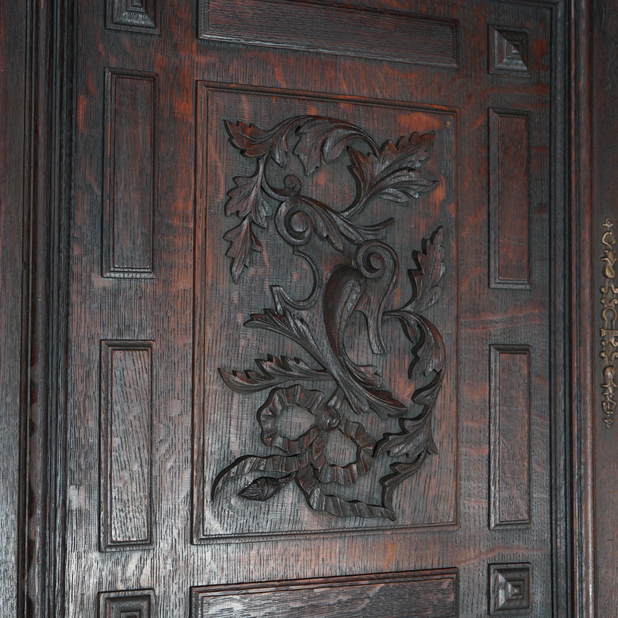 Antique French Renaissance Carved Oak Court Cupboard with Foliate Elements C1900 14