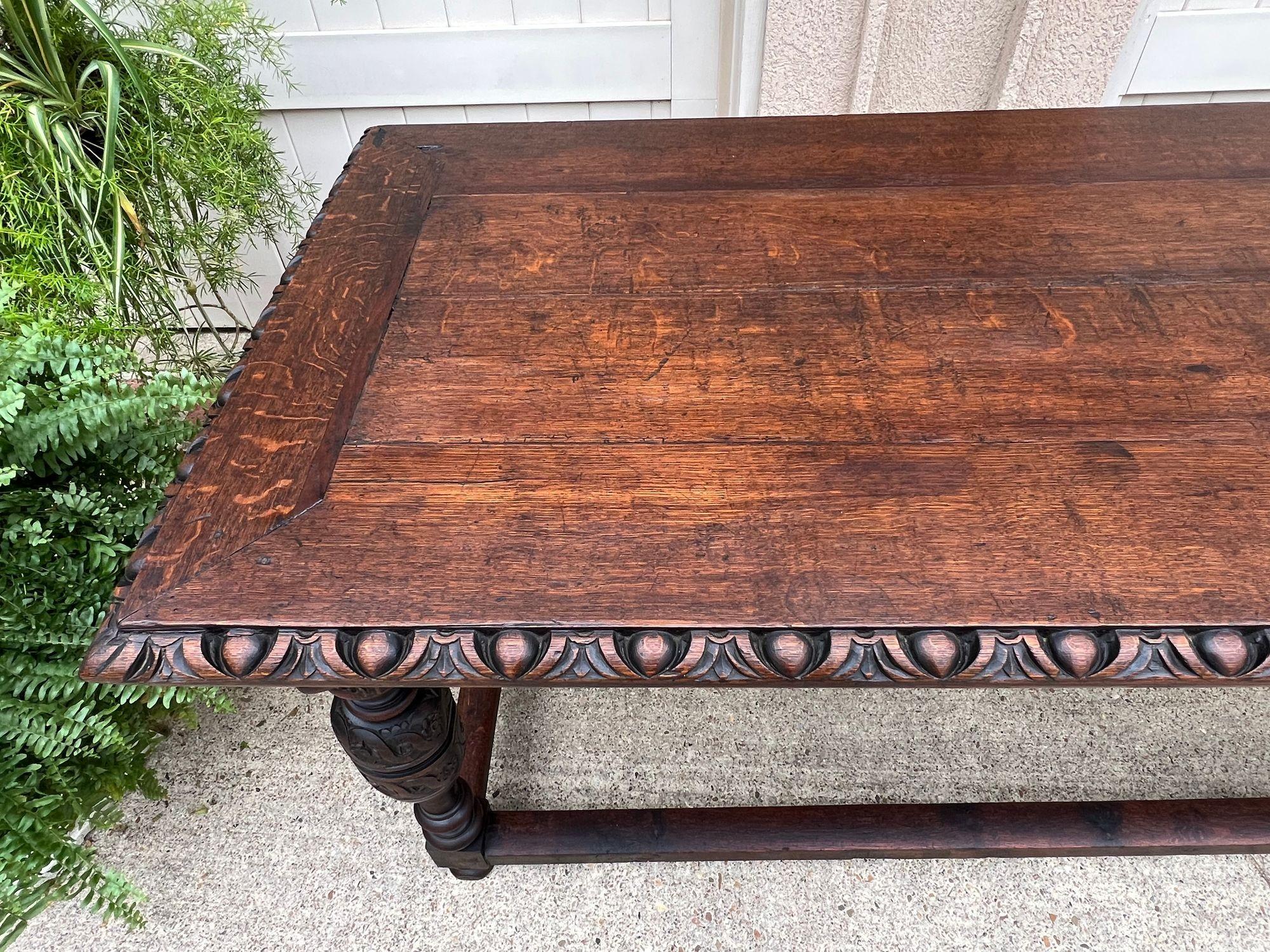Antique French Renaissance Sculptée Oak Library Center Table Console Island c1880 en vente 11