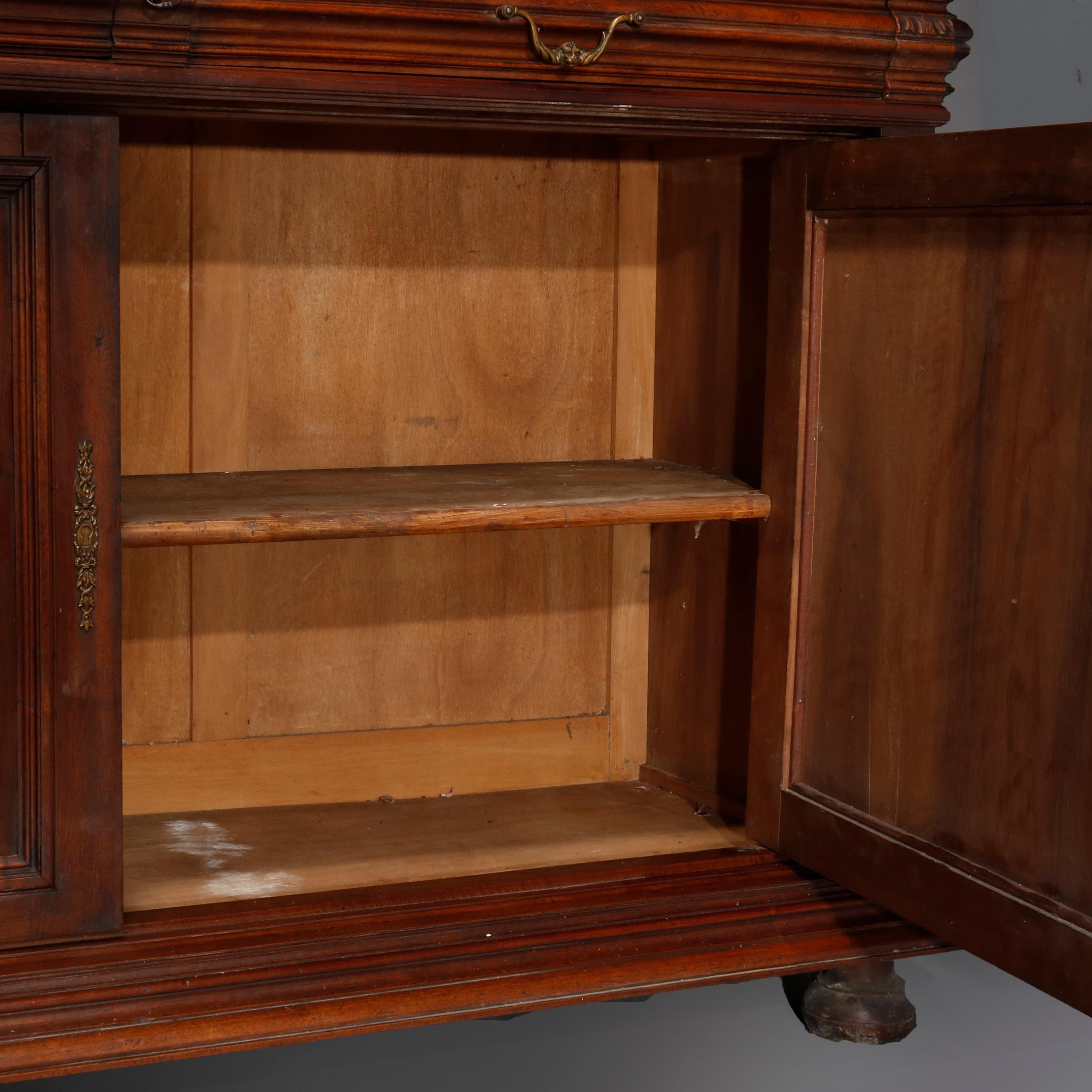 French Renaissance Carved Walnut and Beveled Glass Hunt Cupboard, circa 1890 11